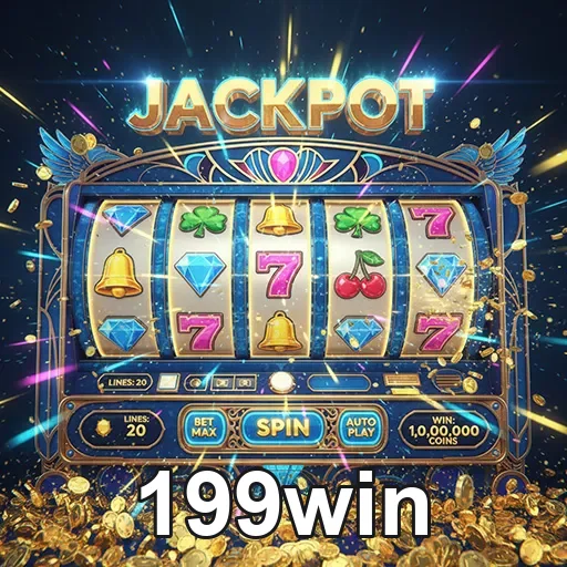 Imagem de slots de cassino com tema vibrante, promovida pelo site 199win para apostas online e jogos de azar.